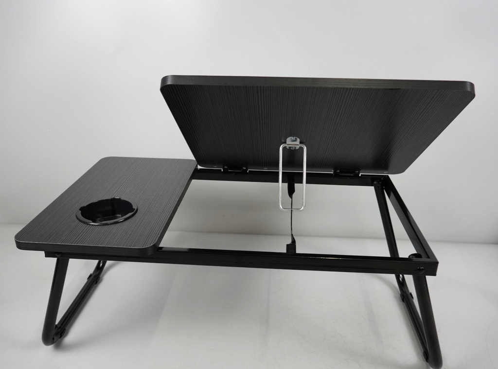 Laptop Table Bed Desk Folding Adjustable with Cup Holder – Black Table Top Stand