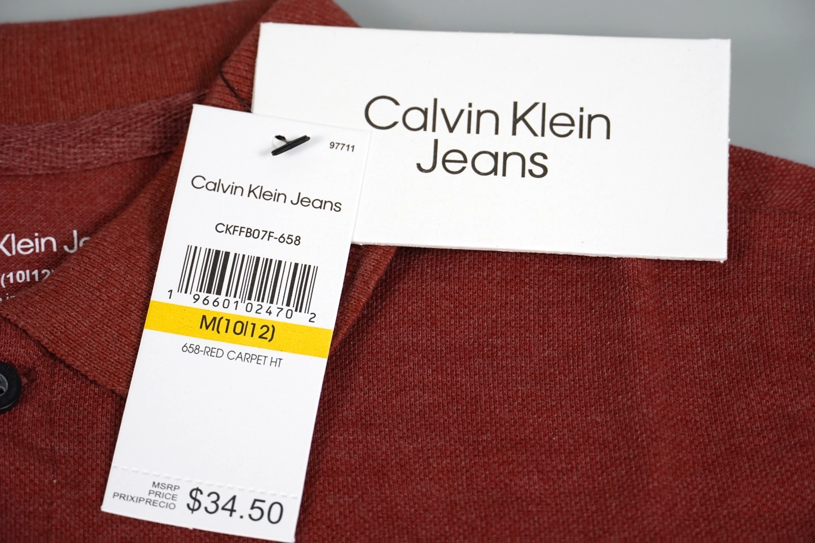 Calvin Klein Kids Polo T-Shirt Burgundy Red Size M (10–12 Years) Short Sleeve