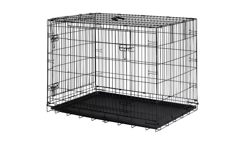 Extra Large Pet Cage Puppy Crate Carrier Double Door 42 in Black - FAULTY