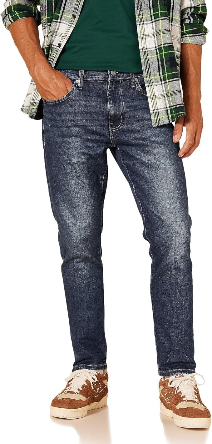 28W28L Men's Comfort Stretch Slim-Fit Jeans - Dark Wash - Amazon Essentials