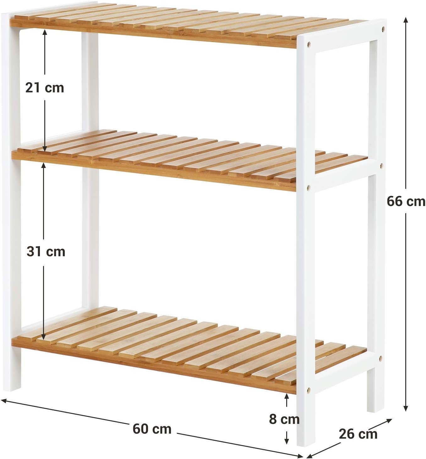 Bamboo Storage Shelf, 3-Tier Shelving Unit, Multifunctional, in the Hallway, Bat