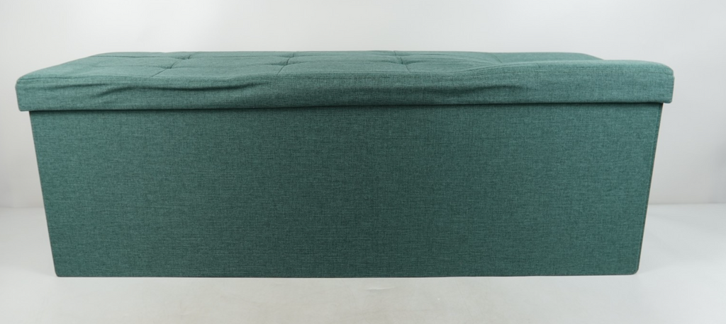 Storage Ottoman Bench 110cm Foot Rest Stool Linen Green