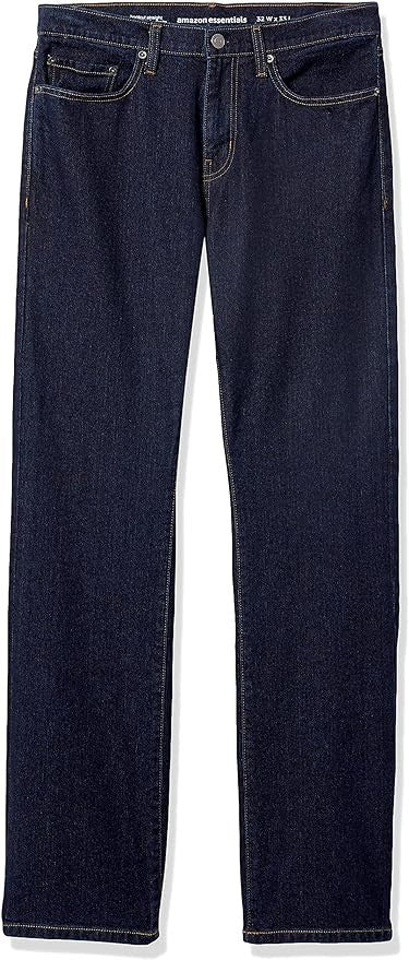 42W34L Men's Straight-Fit Bootcut Jeans - Rinsed Dark Blue - Amazon Essentials