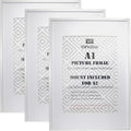 A1 White Picture Frames Set of 3 with Mounts for A2 Photos Posters Gallery
