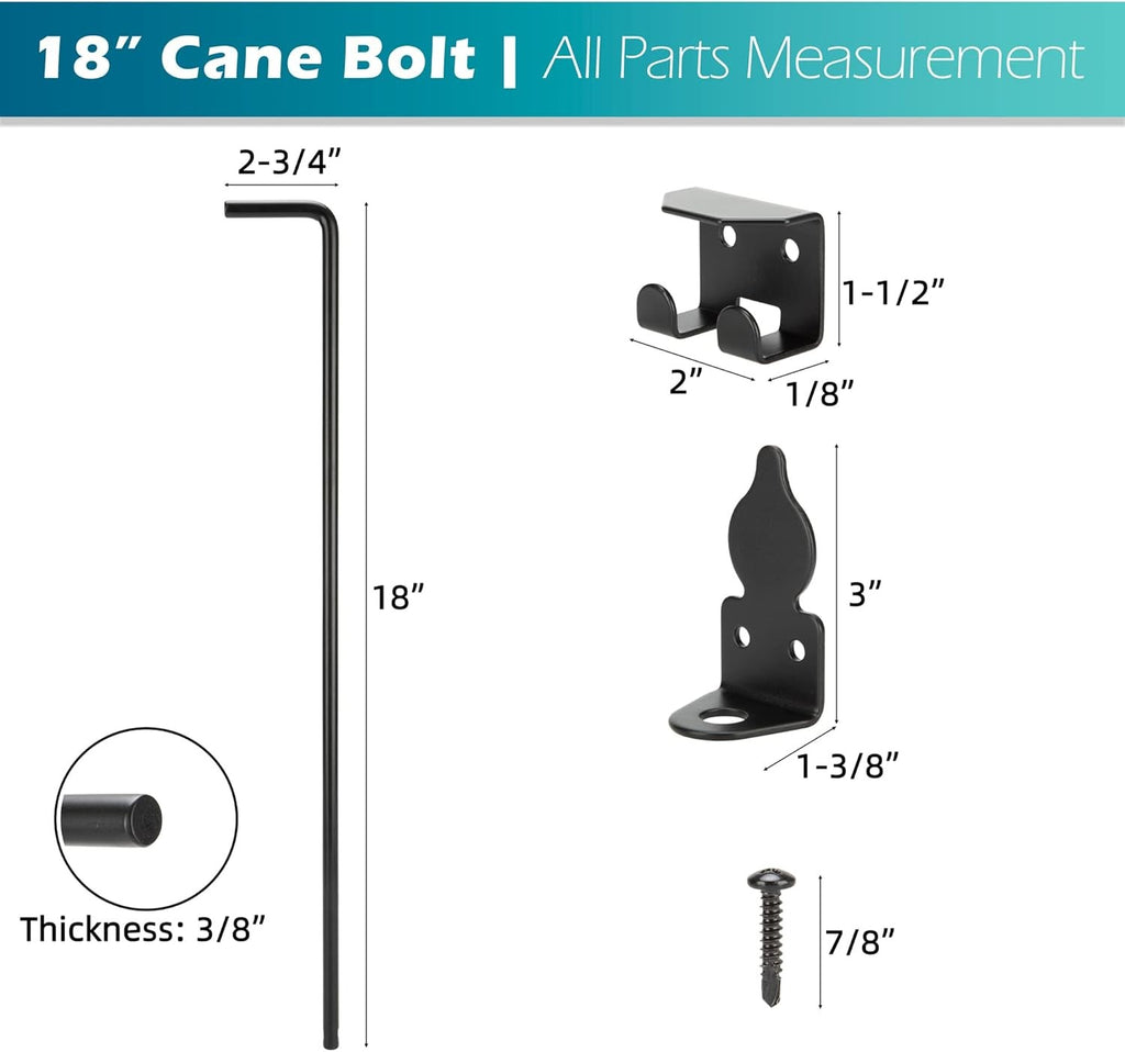 18 Inch Cane Bolt Heavy Duty Drop Rod Gate Stopper Hardware Gate Ground Latch