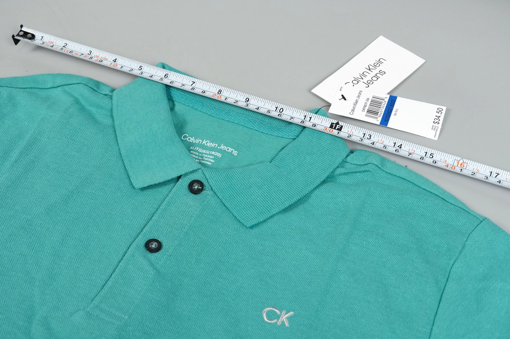 Calvin Klein Kids Polo T-Shirt Turquoise Size: Kids XL (18-20yo) Short Sleeve