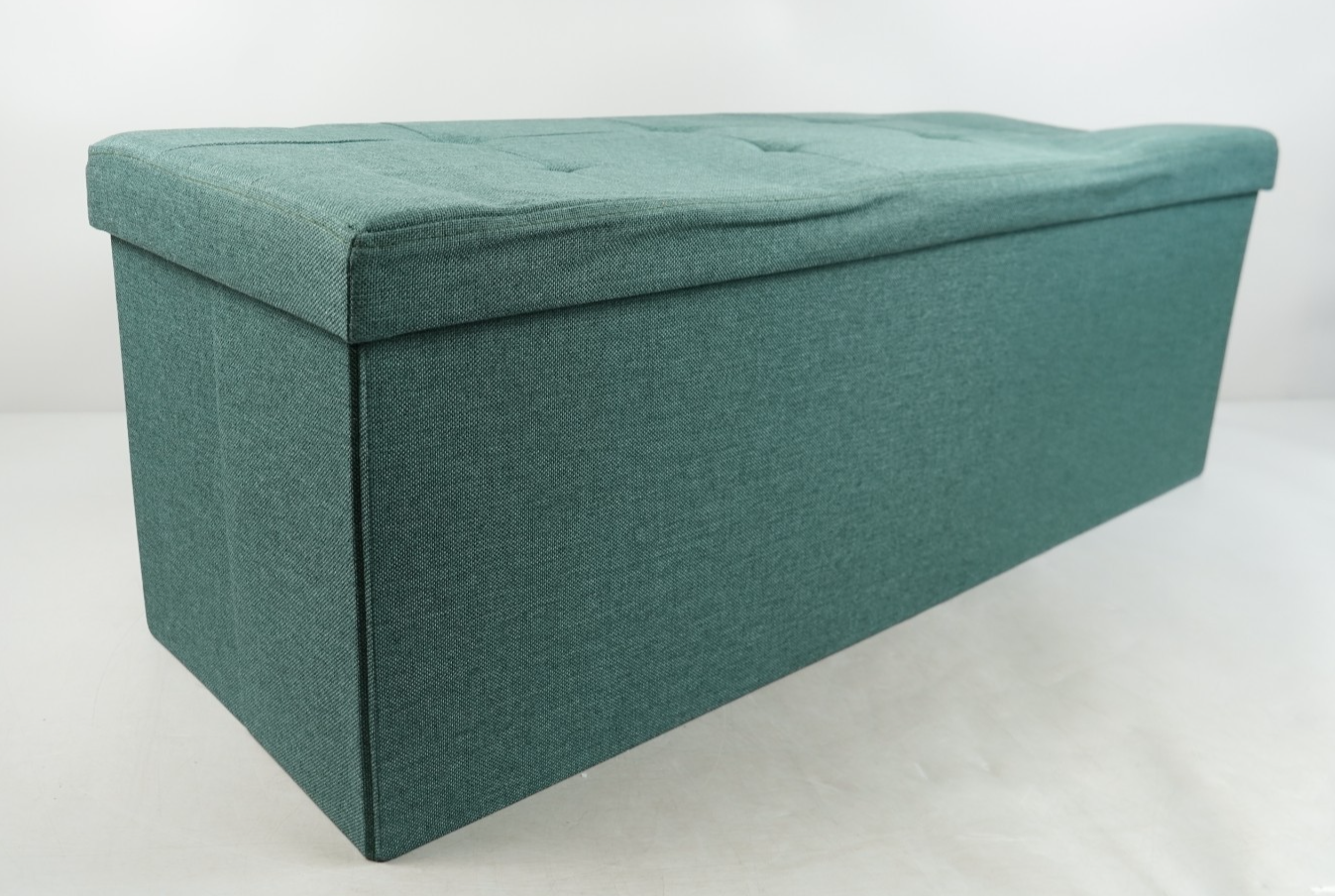 Storage Ottoman Bench 110cm Foot Rest Stool Linen Green