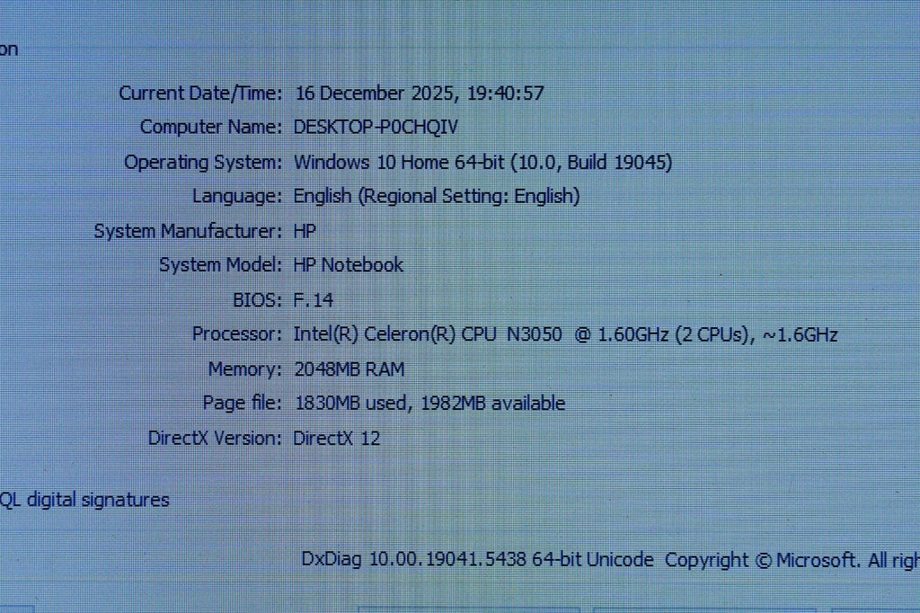 HP TPN-I119 Notebook Laptop Dual Core Celeron N3050 1.60GHz 2GB Ram 32GB eMMC