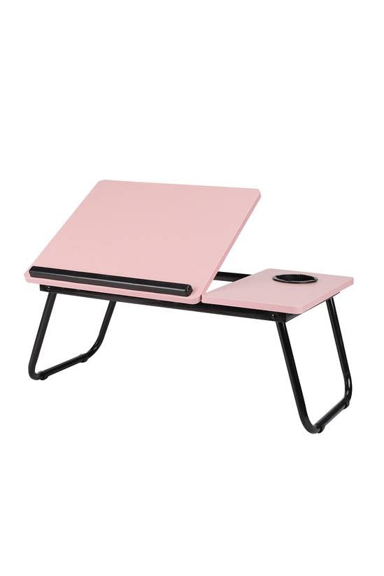 Adjustable Laptop Table with Cup Slot Portable Laptop Stand Bed Table Pink