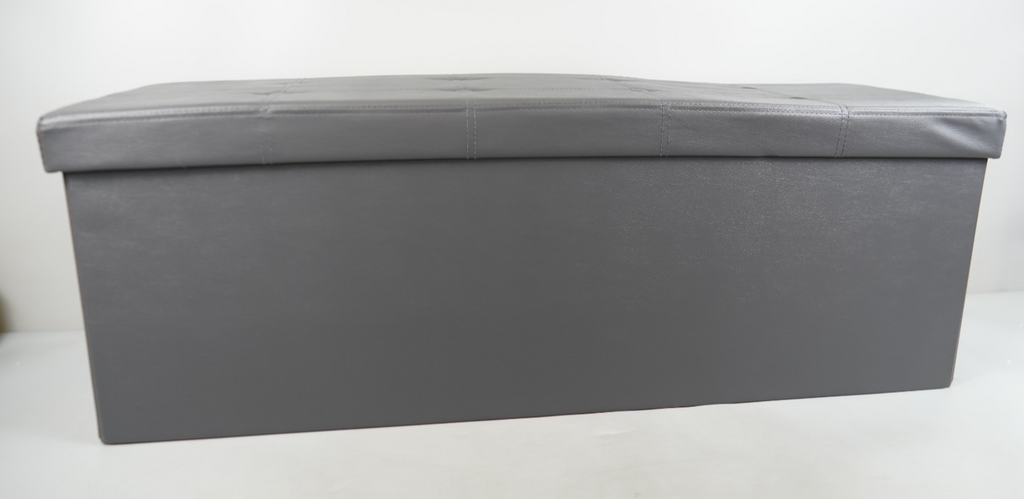 Storage Ottoman Bench 110cm Foot Rest Stool Storage Bench Leather Slate Grey