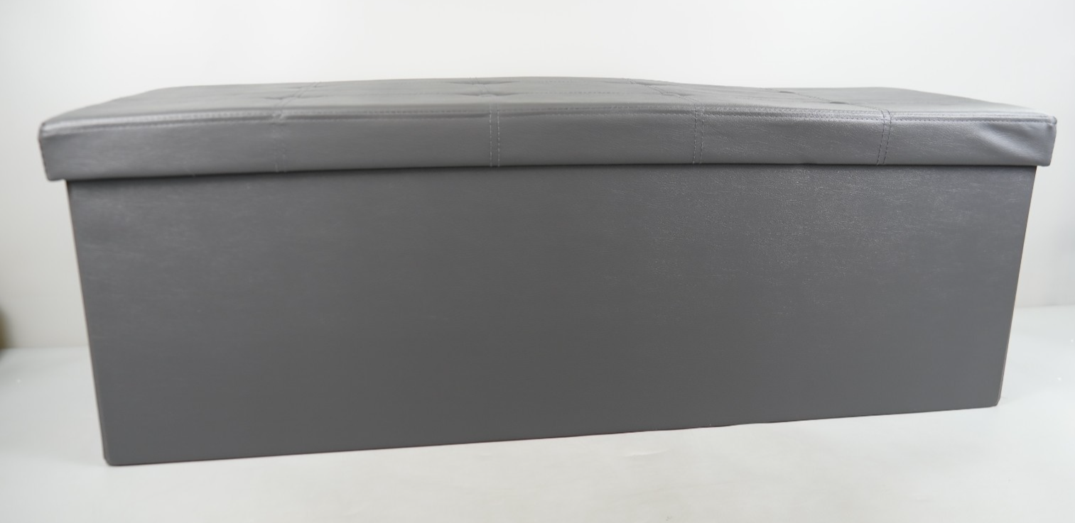 Storage Ottoman Bench 110cm Foot Rest Stool Storage Bench Leather Slate Grey