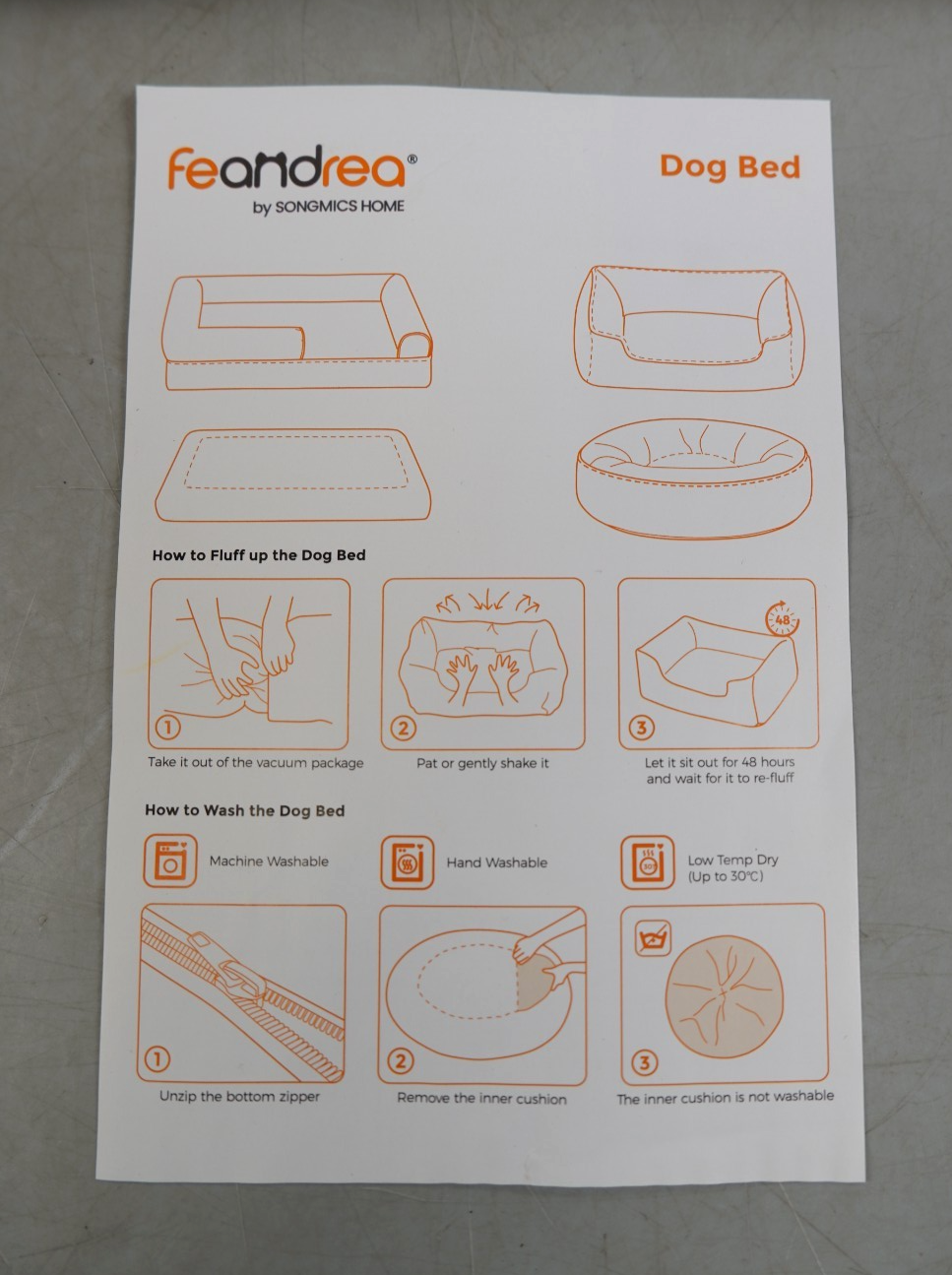 Orthopedic Dog Bed Dog Sofa with Removable Washable Cover 106 x 76 x 18cm