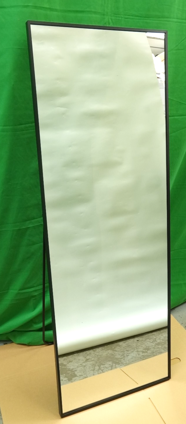 Full Length Mirror 140x50cm Free Standing Floor Mirror Black Aluminum Frame