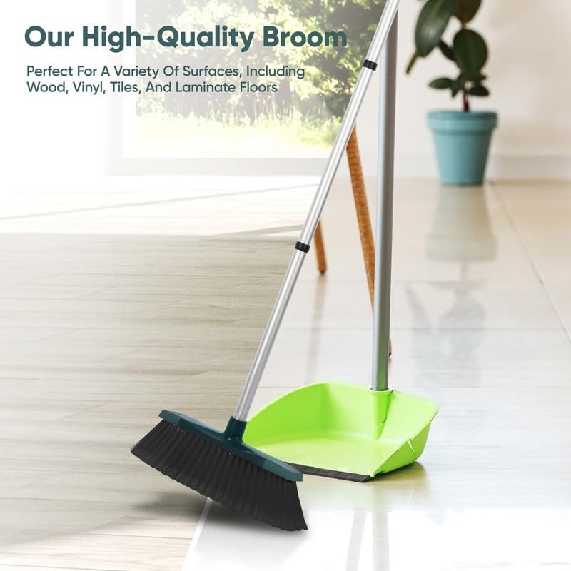 Heavy Duty Outdoor Garden Broom 30cm Soft Bristle Sweeping Brush Long Handle