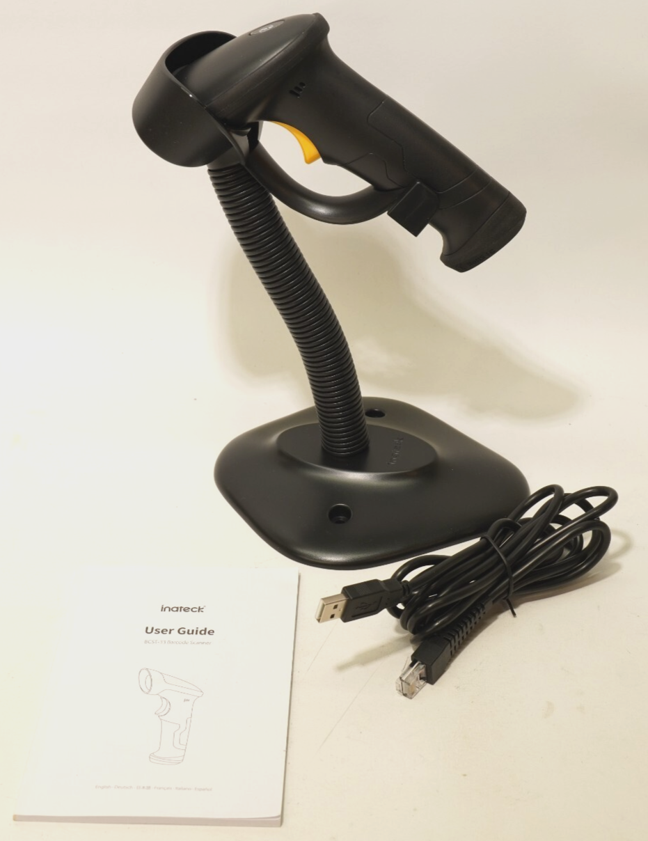USB 1D Barcode Scanner with Intelligent Stand 220fps Very Fast Inateck BCST-33