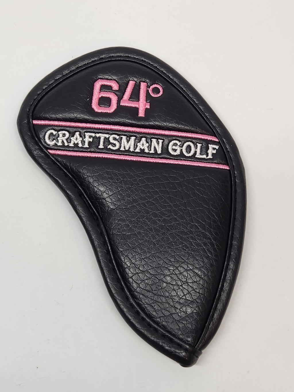 Iron Wedge Golf Club Cover 64ᵒ BLACK / PINK PU Leather Head Cover Craftsman Golf