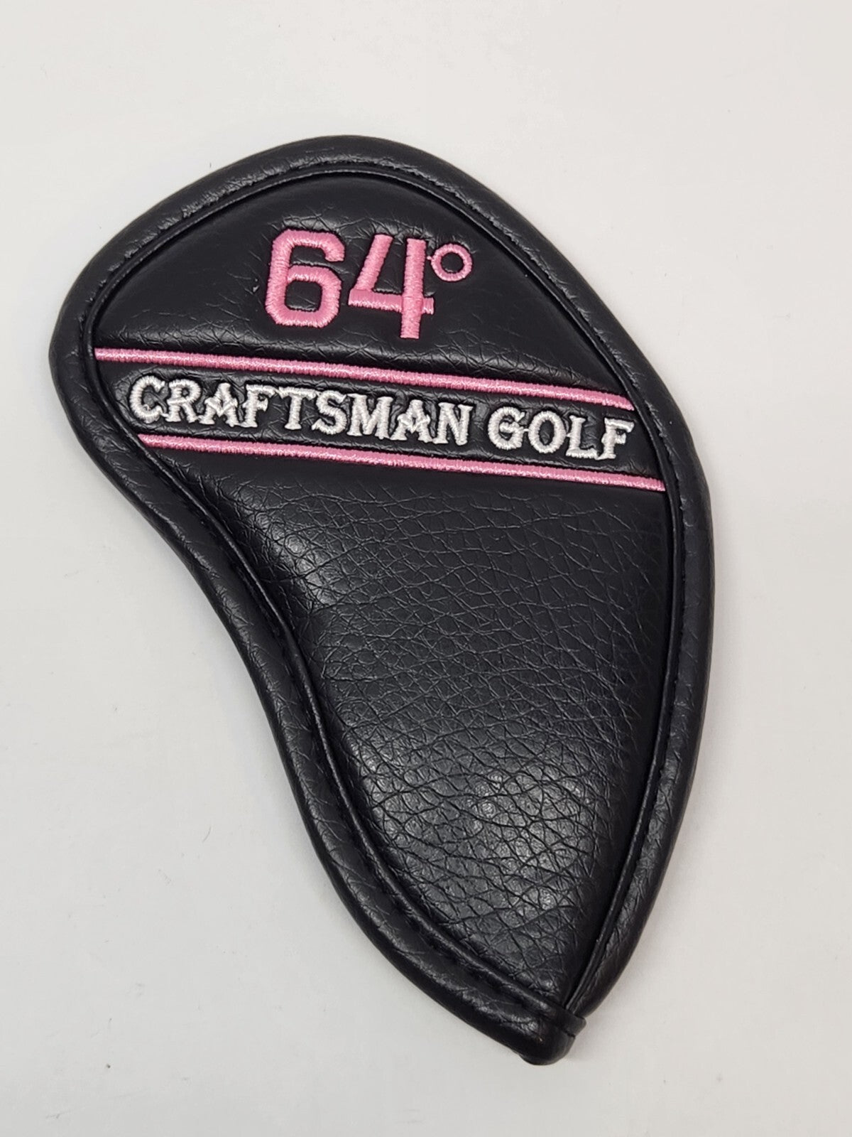 Iron Wedge Golf Club Cover 64ᵒ BLACK / PINK PU Leather Head Cover Craftsman Golf