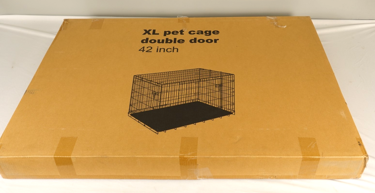 Extra Large Pet Cage Puppy Crate Carrier Double Door 42 in Black - FAULTY