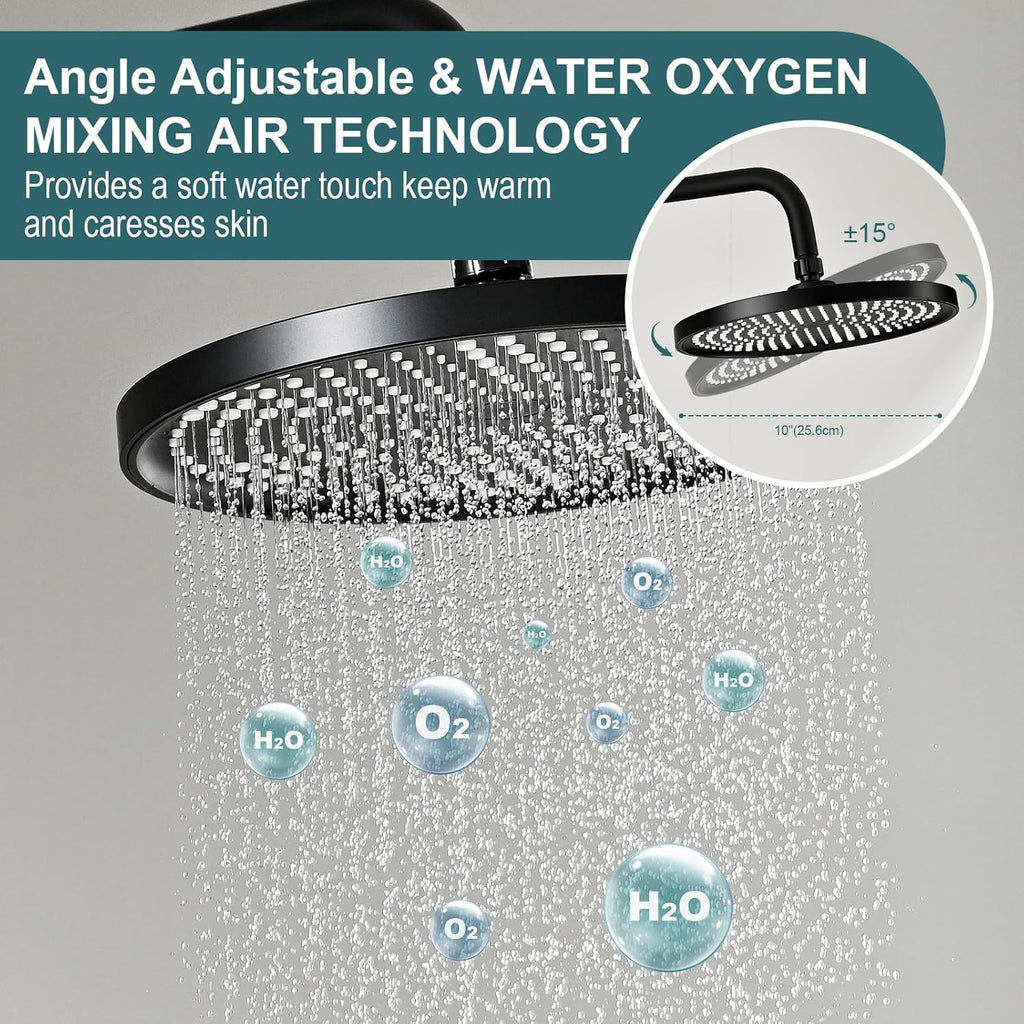 Thermostatic Shower Mixer Set Stainless Steel Shower Bar Set w Adjustable Height