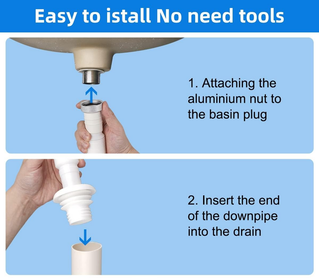 Flexible Waste Pipe 1 1/4" Bathroom Sink Plumbing Parts Odour-Proof Sink Waste