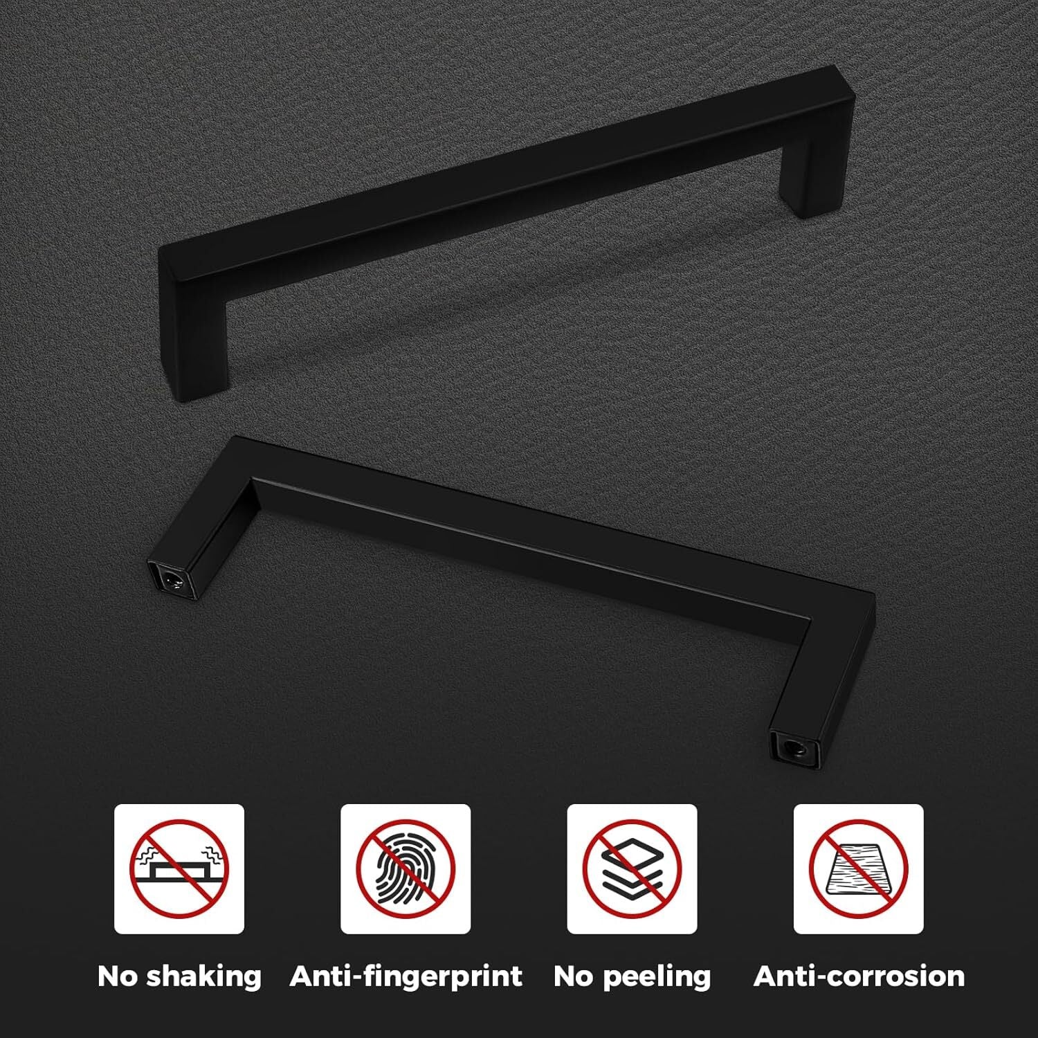 Black Stainless Steel Handles Drawer Wardrobe 5 x 128mm Hole Centre Matte