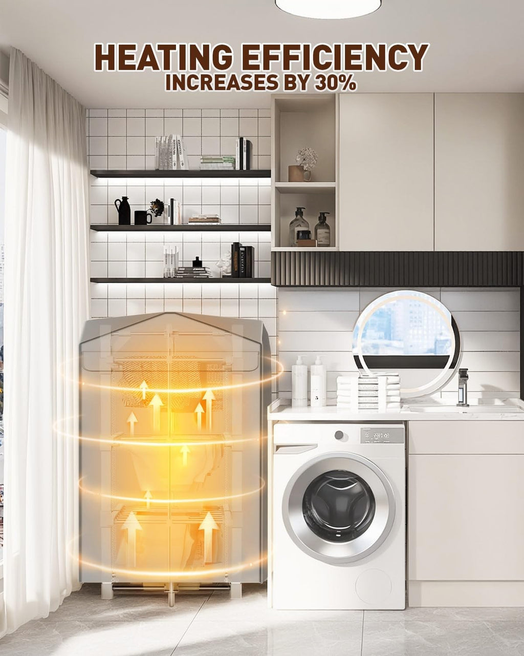 Electric Heated Clothes Airer 3-Tier Dryer Rack with 24 Heated Bars