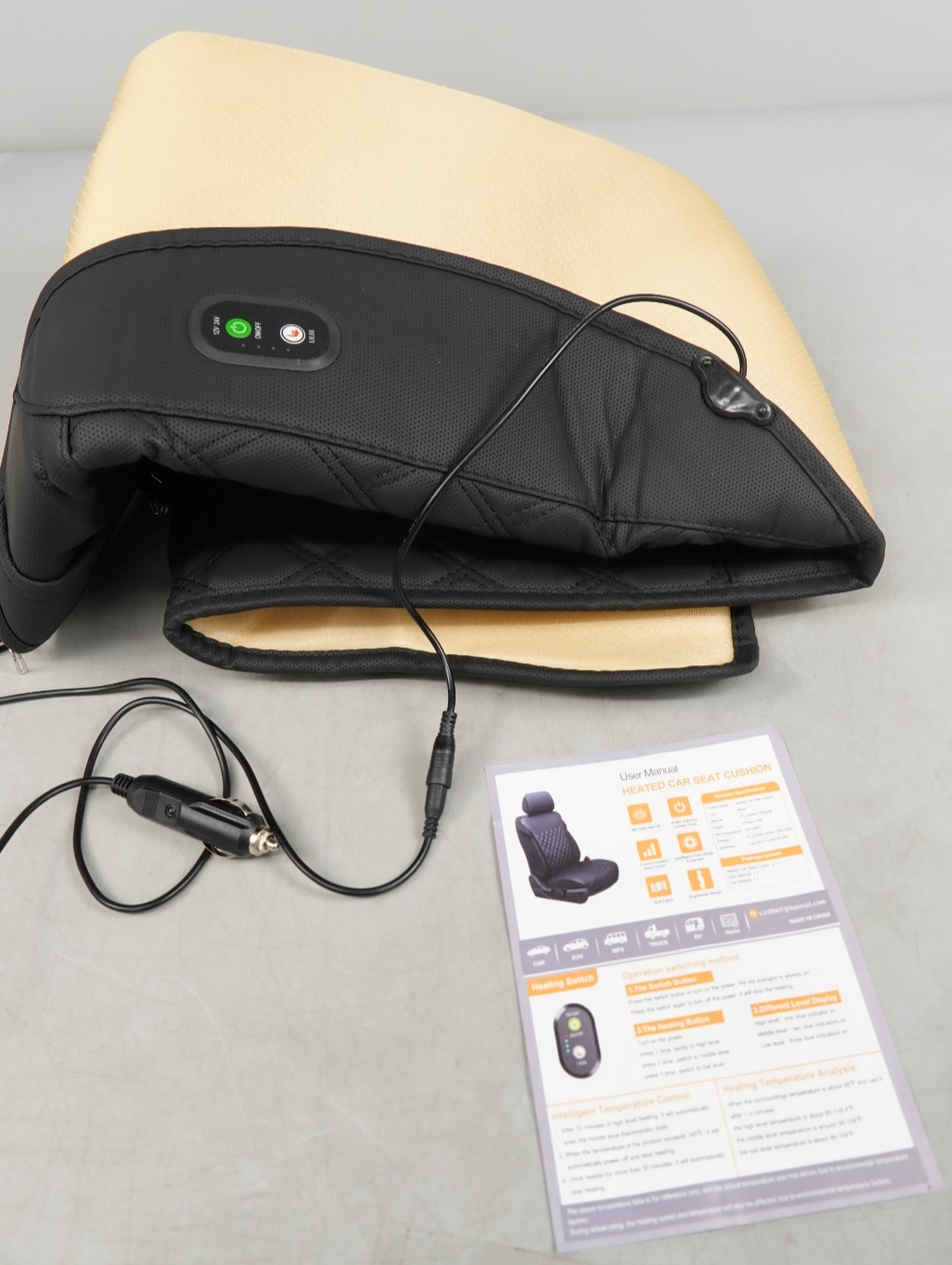 Heated Car Seat Cover Seat Cushion with Full Back Support and Heating Element