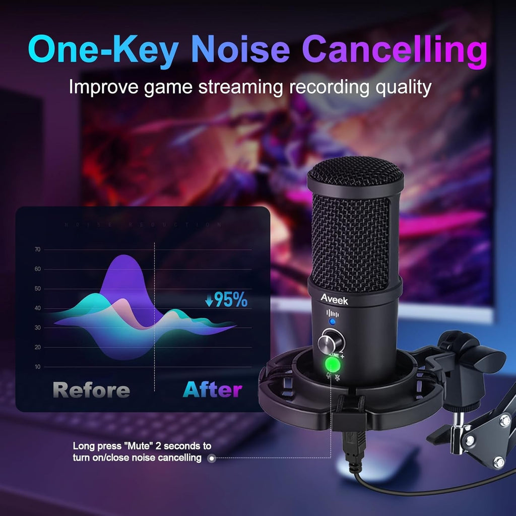 USB Condenser Microphone Microphone for PC Podcast with Mute Gaming Conference