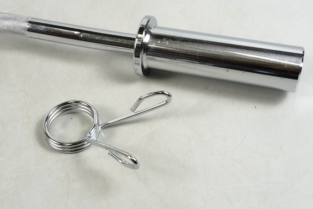 Curl Bar Weight Lifting Barbell Bar with Non-Slip Hand Grip and 2 Spring Collars