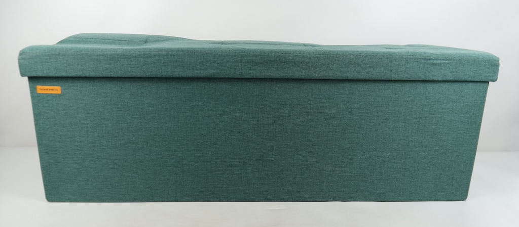 Storage Ottoman Bench 110cm Foot Rest Stool Linen Green