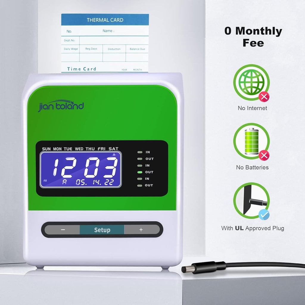 Clocking In Machine for Employees Business Time Punch Clock w/ 50 Cards & 2 Keys