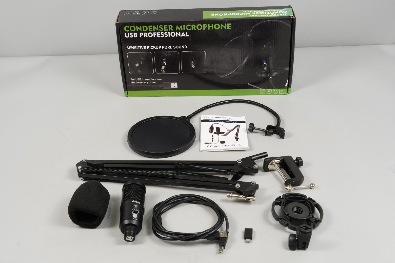 USB Condenser Microphone Microphone for PC Podcast with Mute Gaming Conference