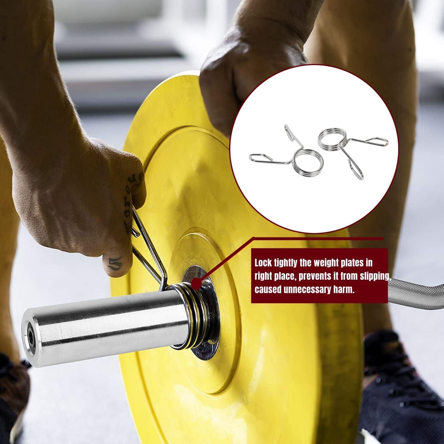 Curl Bar Weight Lifting Barbell Bar with Non-Slip Hand Grip and 2 Spring Collars