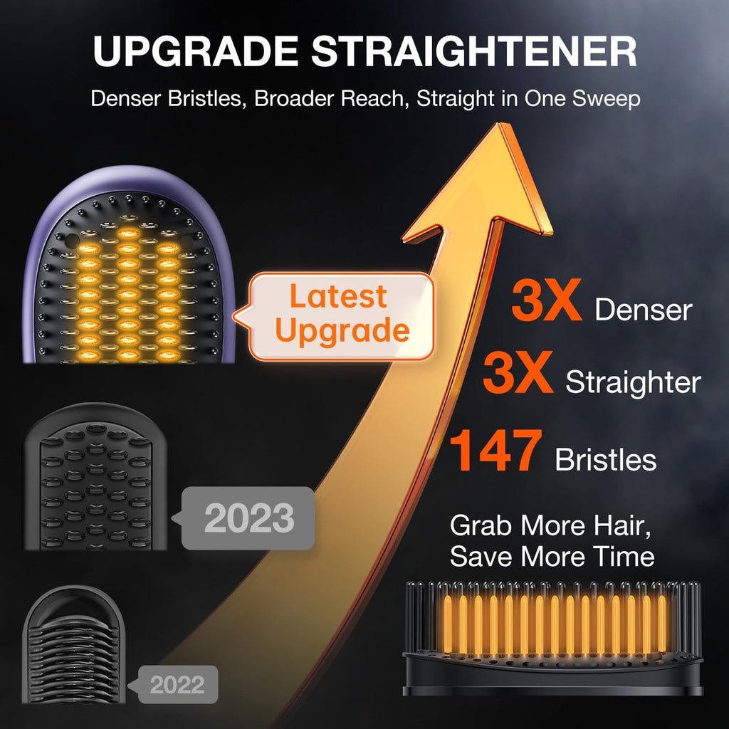 Portable Cordless Hair Straightener Rechargeable Negative Ion Hot Comb Purple