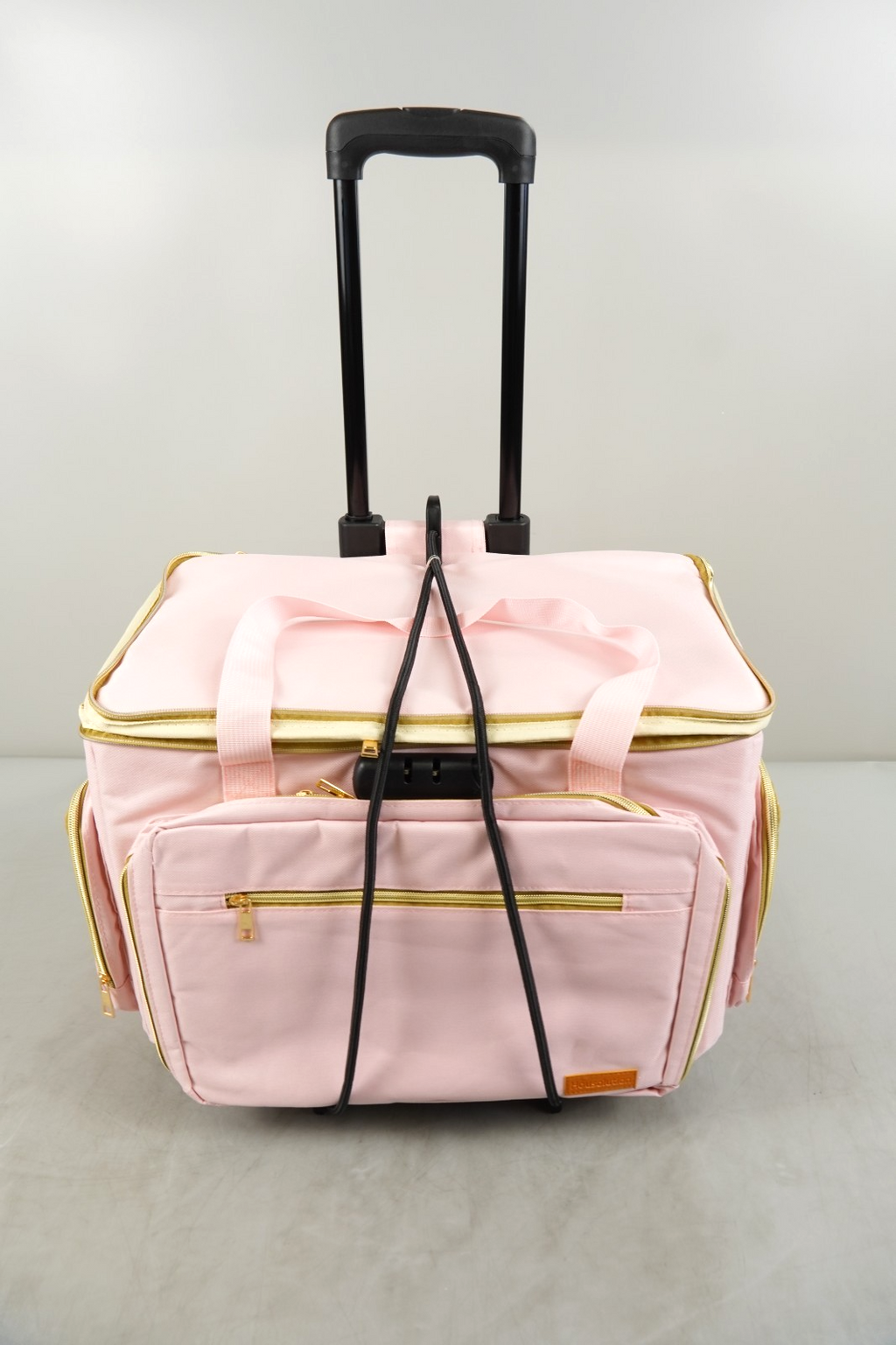 Teacher Bag On Wheels Fits 17" Laptop Detachable Trolley Anti Theft Lock Pink
