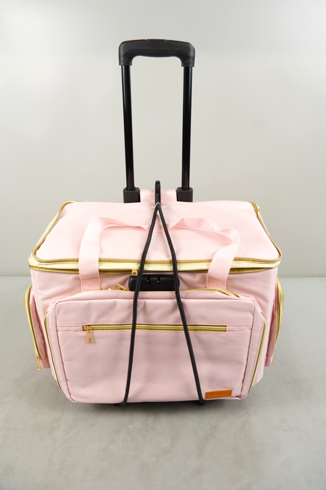 Teacher Bag On Wheels Fits 17" Laptop Detachable Trolley Anti Theft Lock Pink