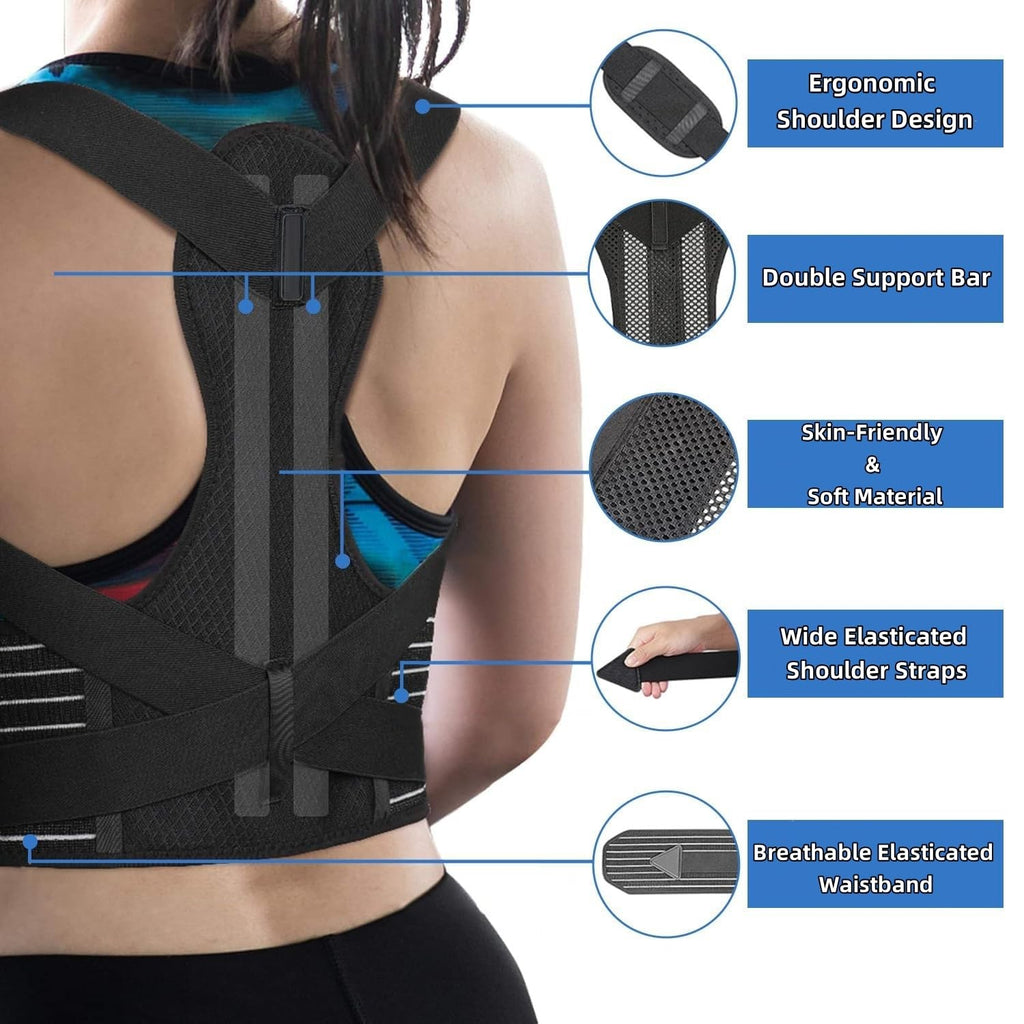 Back Brace Posture Corrector f 27-47' Waist Adjustable Breathable Straightener