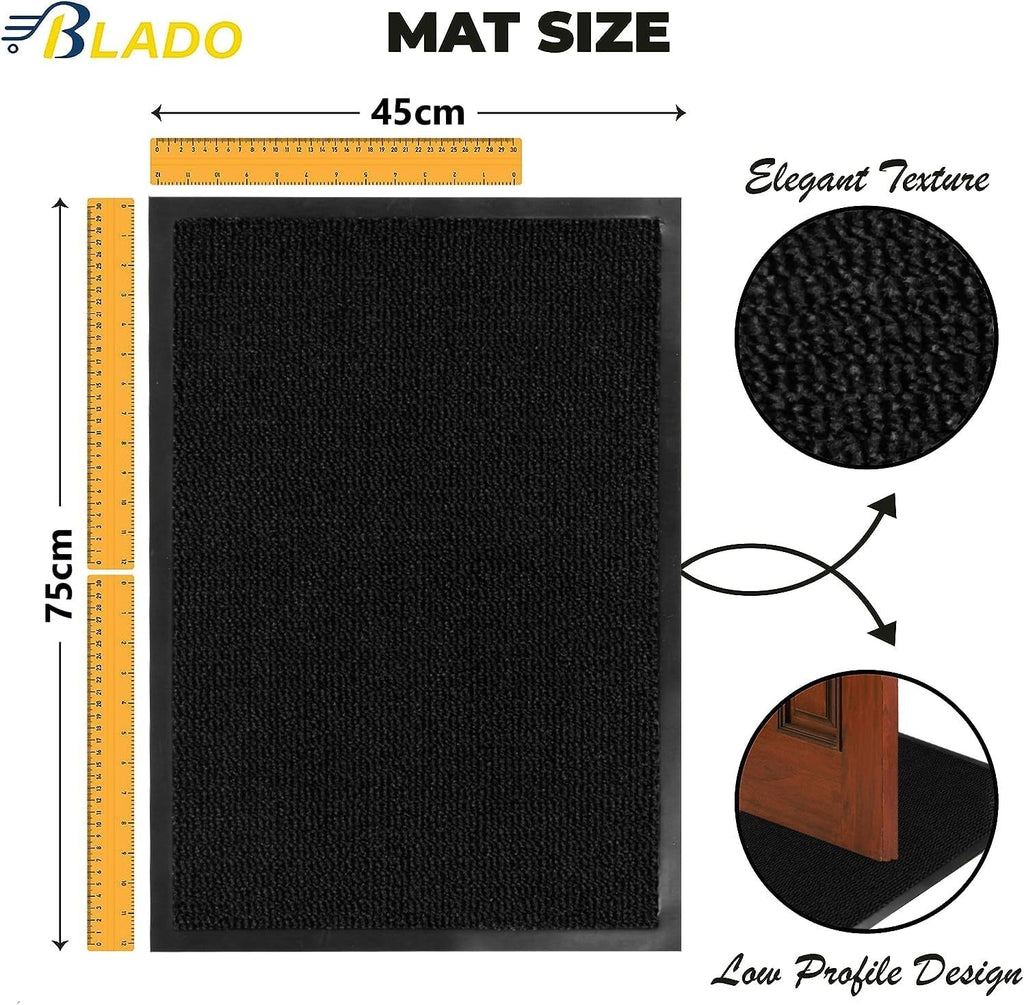 Washable Door Mat Indoor & Outdoor Non-Slippery Heavy Duty Rug 74cmx45cm