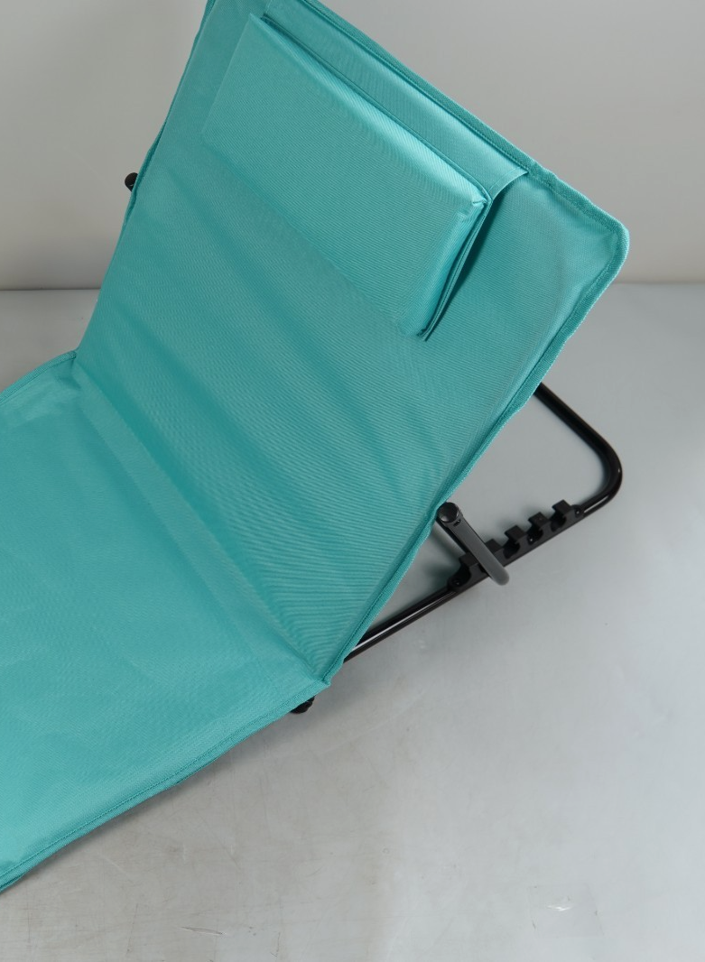 Beach Chair Sun Lounger Reclining Backrest Portable with Shoulder Straps Camping