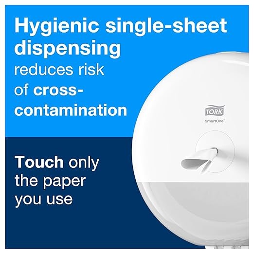 Mini Roll Toilet Paper Dispenser Wall Mounted White Tork SmartOne T9 681000