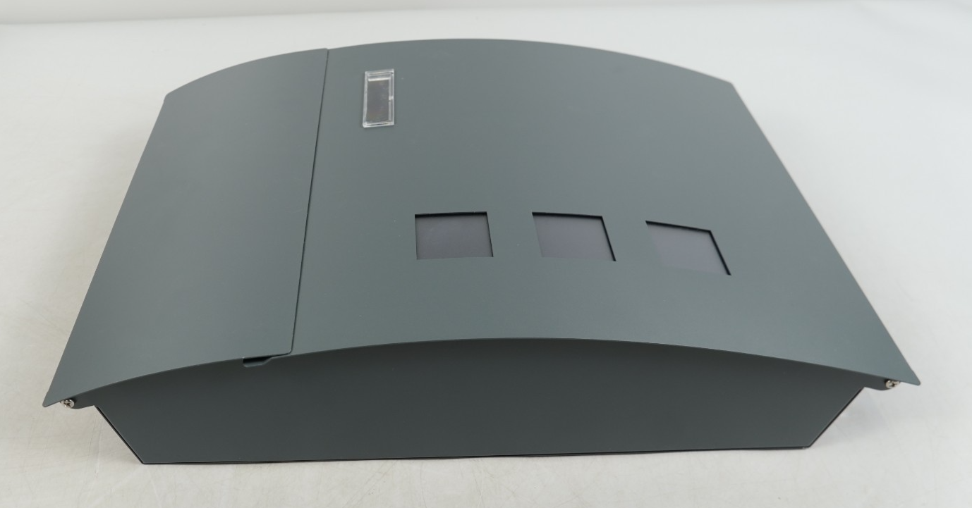 Post Box Steel Wall Mounted with Viewing Windows Name Slot 2 Keys Charcoal Grey