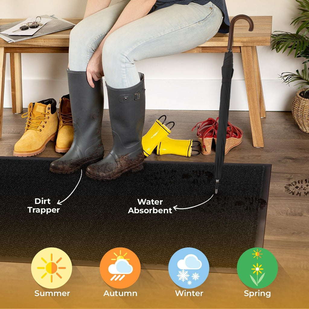 Washable Door Mat Indoor & Outdoor Non-Slippery Heavy Duty Rug 74cmx45cm