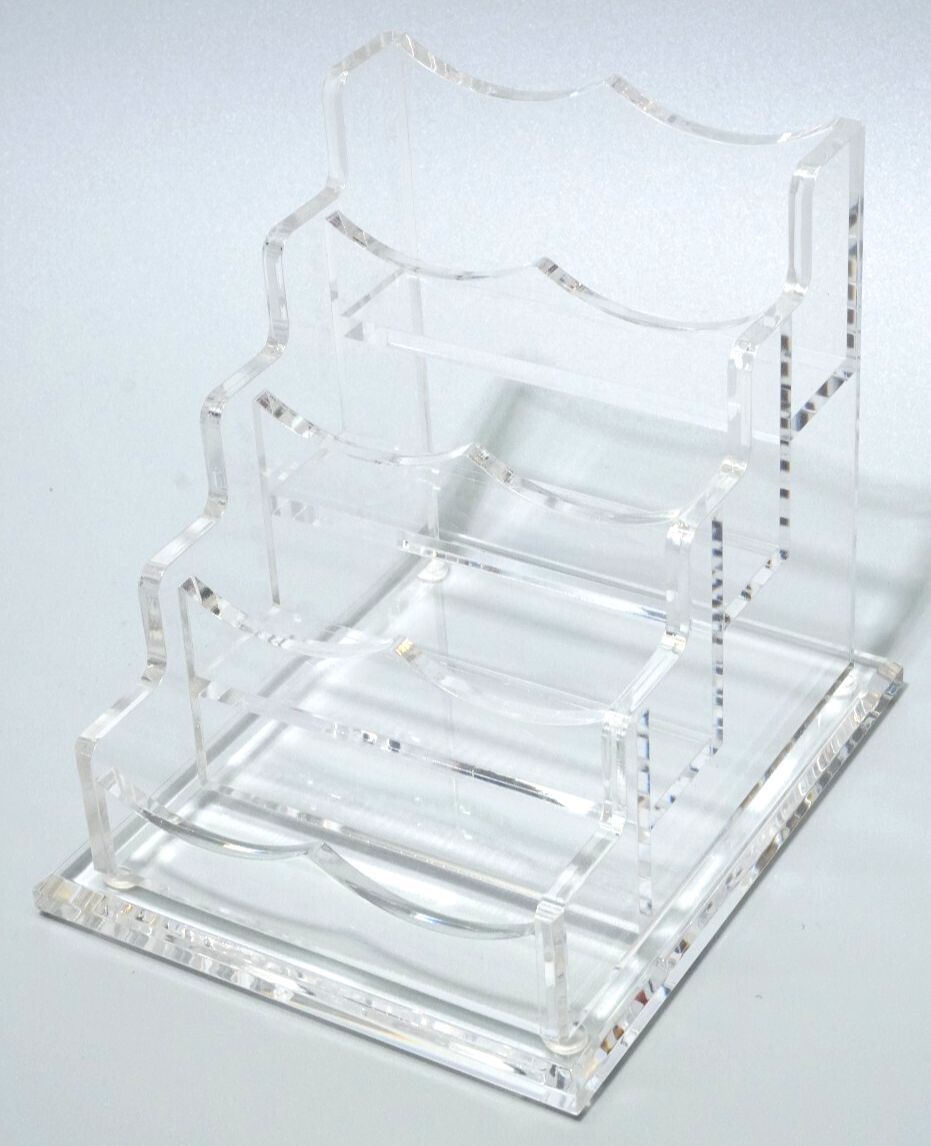 Horizontal Business Card Holder 4 Tiers 4 Slots f Desk Acrylic Clear Display