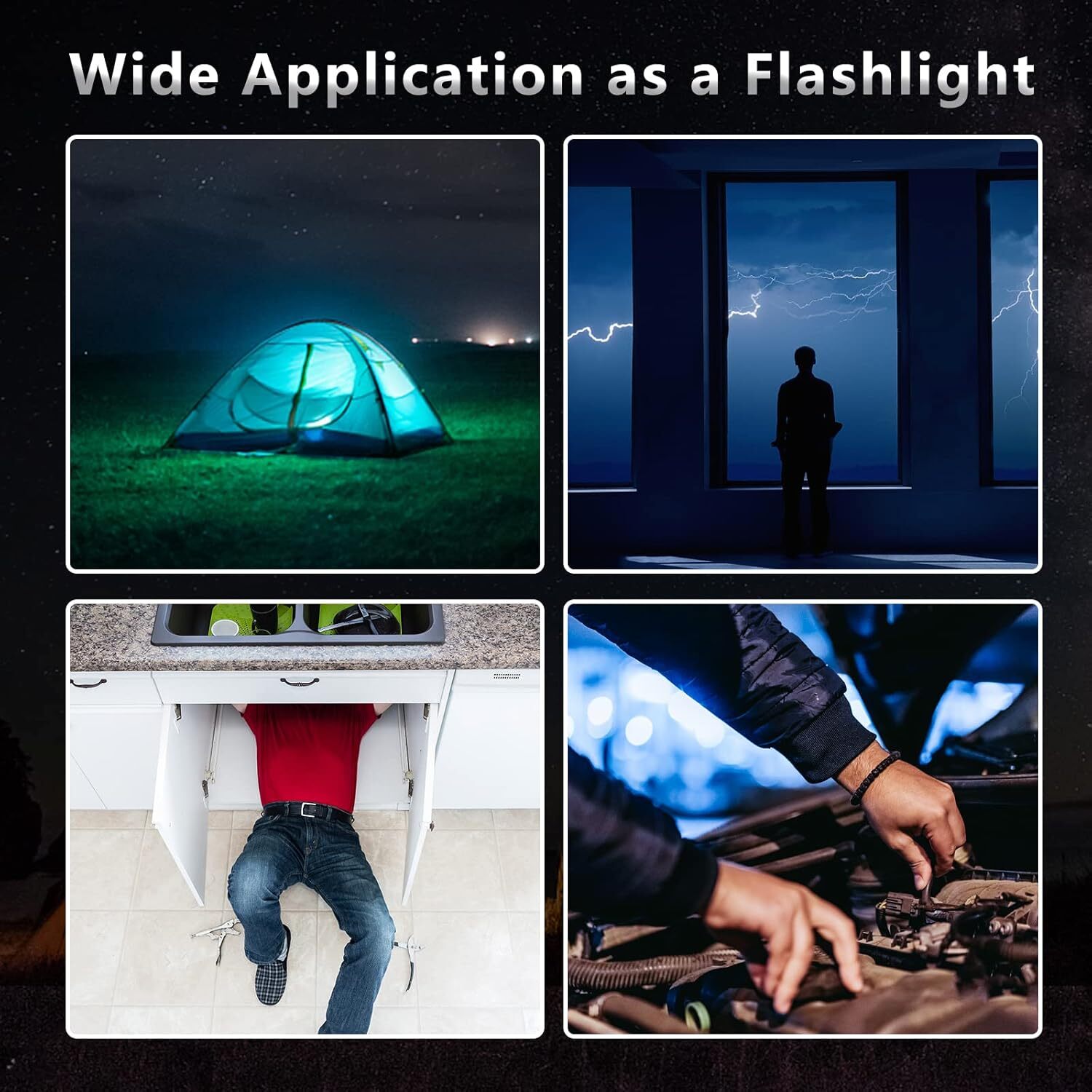 Telescopic Zoomable Light Flashlight Camping 1000 Lumens 3 in 1 IP65 Waterproof