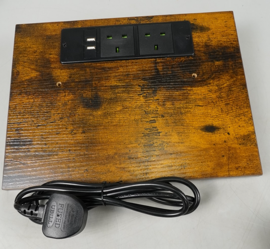 Charging Station Side Table Slim Narrow Bedside Table w 2 AC Outlets & 2 USB