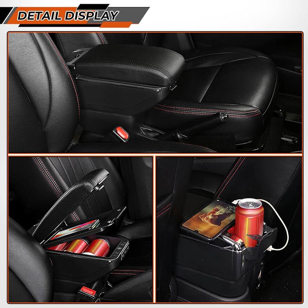 Car Armrest Storage Box with USB Ports for VW Polo MK5 (6R)/VW Vento 2010-2017
