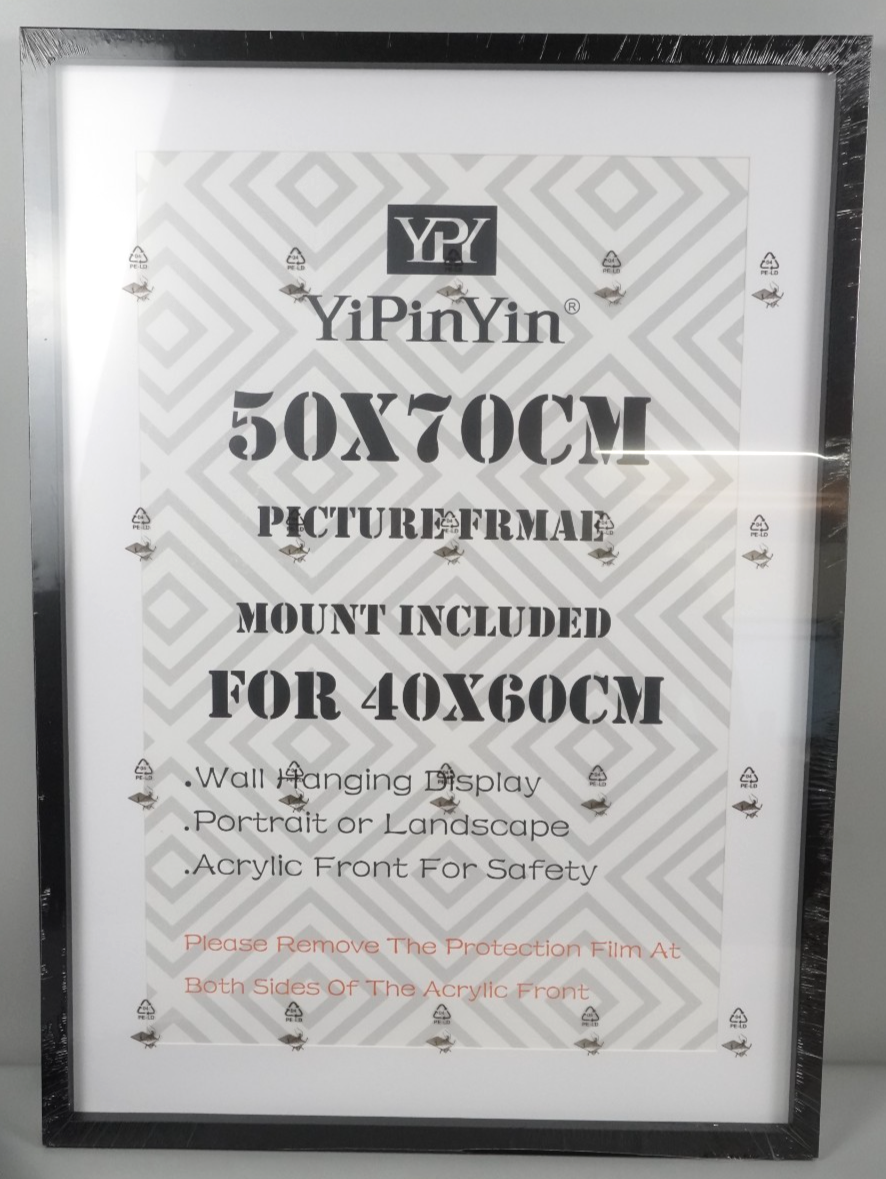 50x70cm Black Picture Frames Set of 3 with Mounts for 40x60cm, 70x50cm Poster