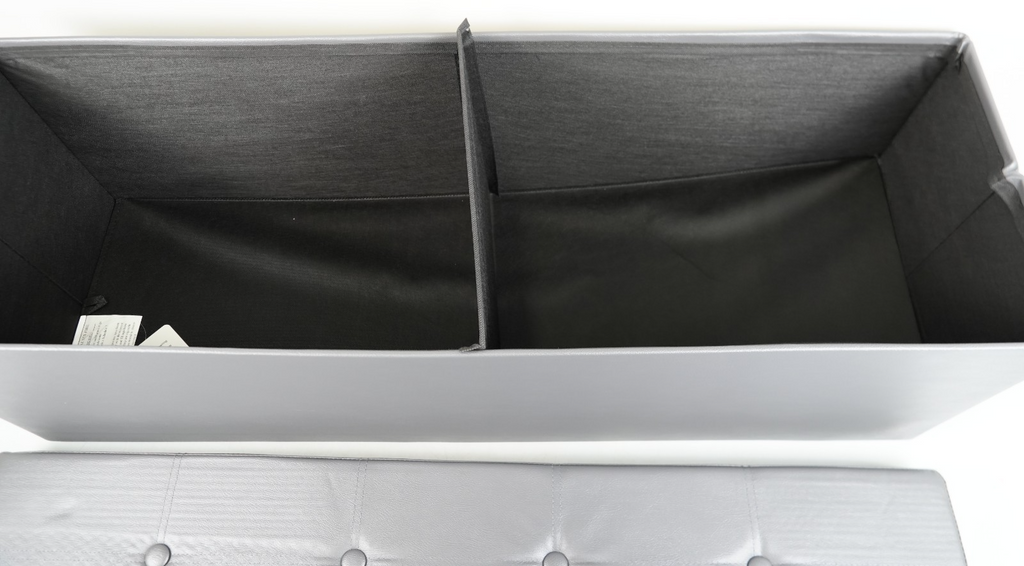 Storage Ottoman Bench 110cm Foot Rest Stool Storage Bench Leather Slate Grey