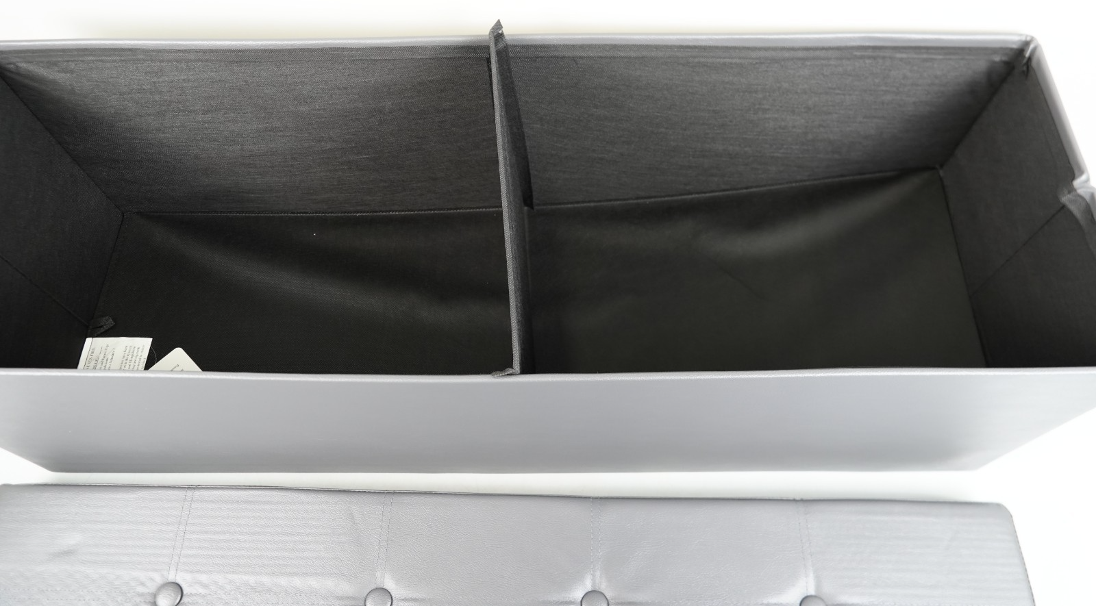 Storage Ottoman Bench 110cm Foot Rest Stool Storage Bench Leather Slate Grey