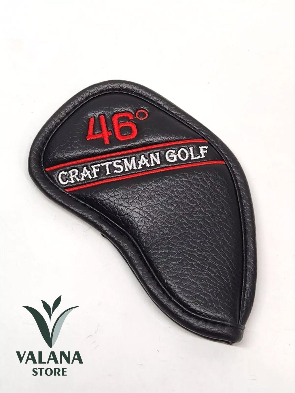 Golf Iron Wedge Cover 46ᵒ BLACK / RED PU Leather Head Club Craftsman Golf
